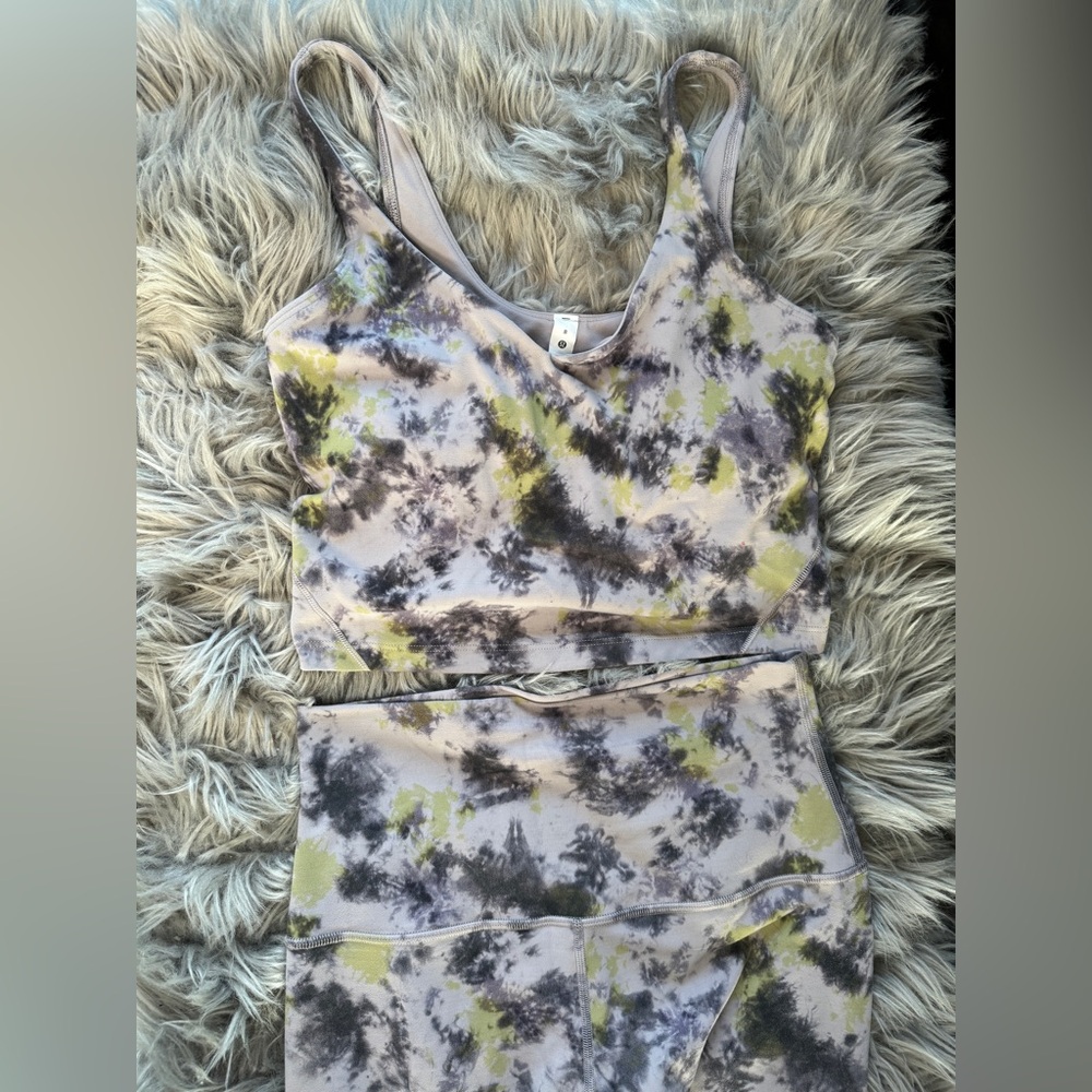 LULULEMON ALIGN SET Radial Tie Dye Mauve Grey Multi size 8
